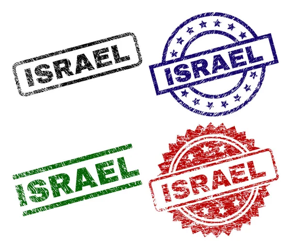Sellos de sello ISRAEL texturizados dañados — Vector de stock