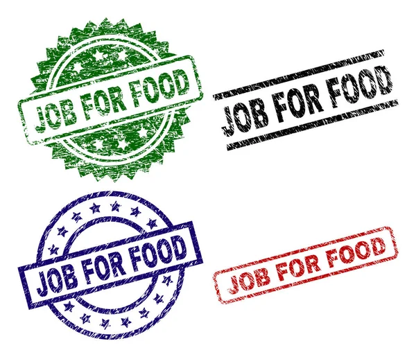 Grunge strutturato JOB per FOOD Sigilli francobolli — Vettoriale Stock