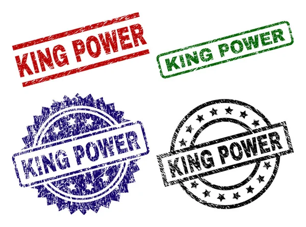 Подряпаний текстурований KING POWER штамп ущільнення — стоковий вектор