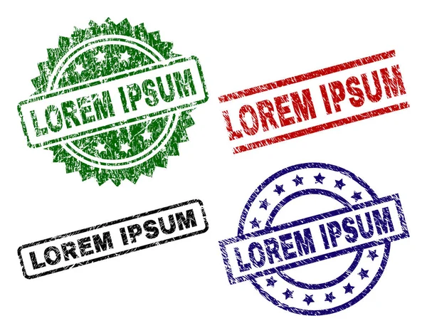 Poškrábaný texturou Lorem Ipsum razítko těsnění — Stockový vektor