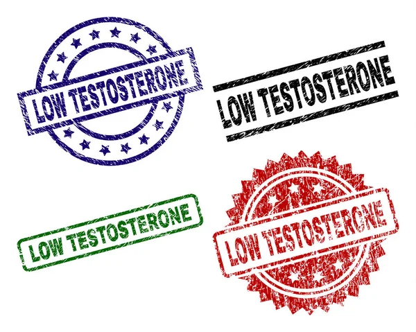Düşük testosteron mühür pullar grunge dokulu — Stok Vektör