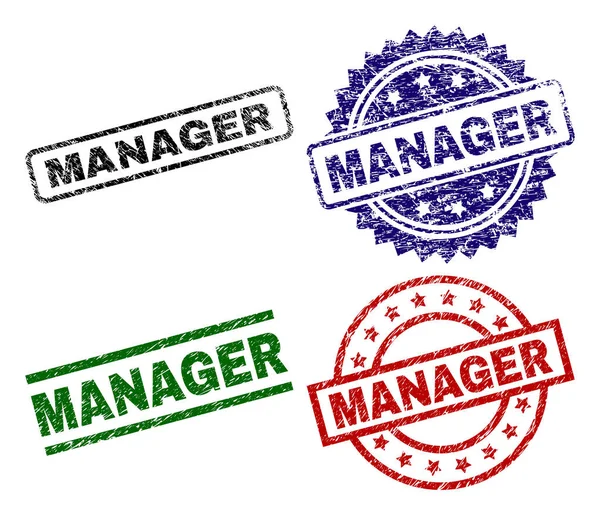 Grunge Textured MANAGER Sellos Sellos — Vector de stock