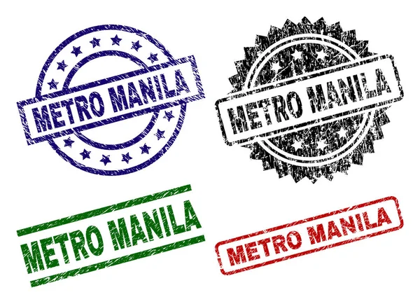 Grunge Sigilli francobolli METRO MANILA strutturati — Vettoriale Stock