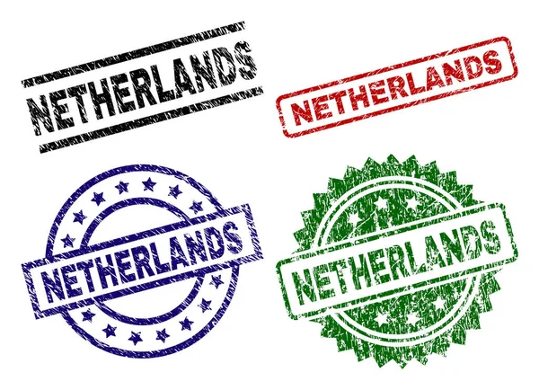 Grunge texturierte niederländische Siegelmarken — Stockvektor
