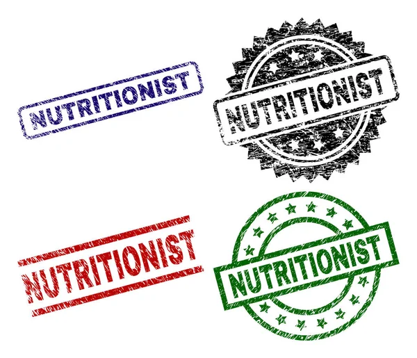 Nutritionist Seal Prints Damaged Style Black Green Red Blue Vector — Stock Vector