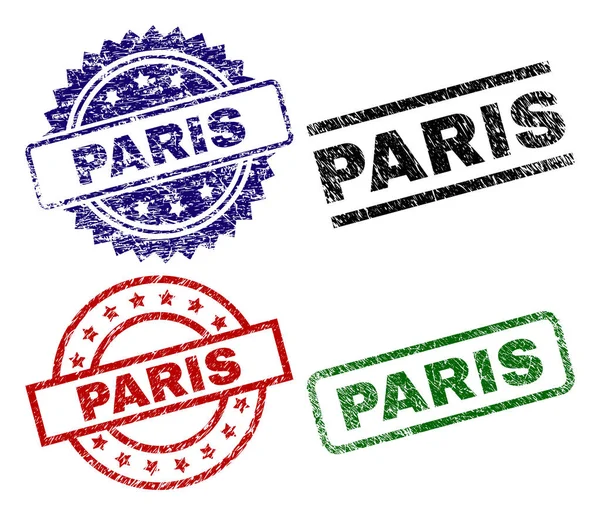 Carimbos de selo PARIS texturizados danificados —  Vetores de Stock