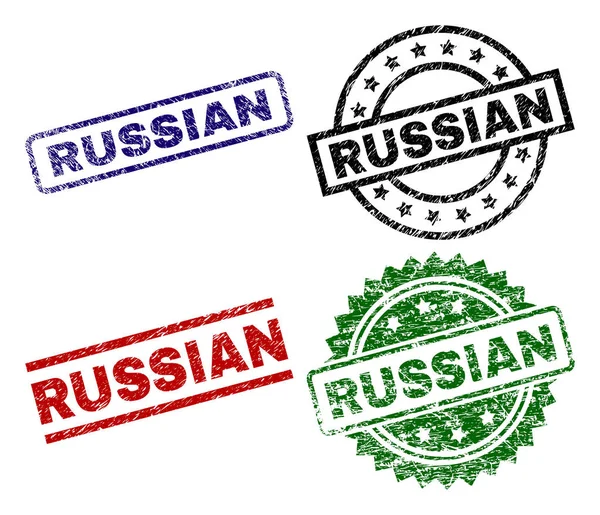 Grunge Texturé RUSSIAN Stamp Seals — Image vectorielle