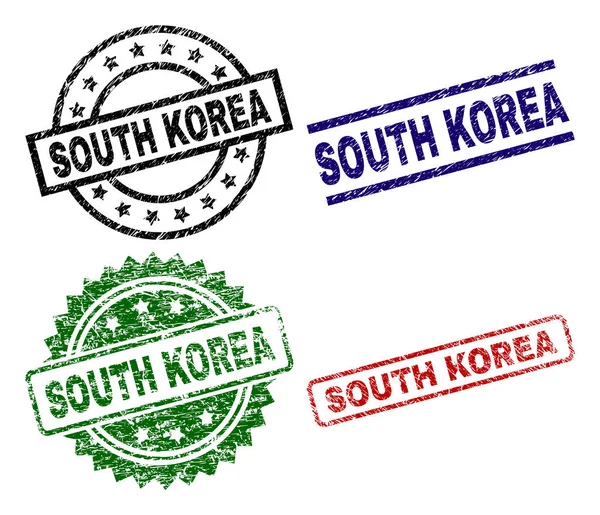 Κατεστραμμένο δέρμα σαγρέ Νότια Κορέα σφραγίδων σφραγίδα — Διανυσματικό Αρχείο