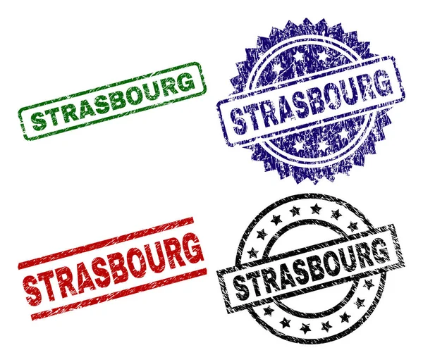 Zerkratzte, texturierte Straßburger Stempel — Stockvektor