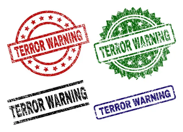 Zerkratzte texturierte Terrorwarnstempel — Stockvektor
