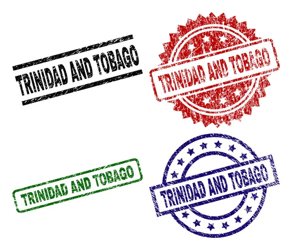 Grunge Texturizado TRINIDAD Y TOBAGO Sellos — Vector de stock