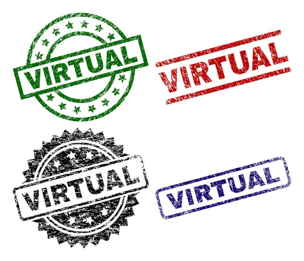 Selos de carimbo VIRTUAL texturizados Grunge — Vetor de Stock