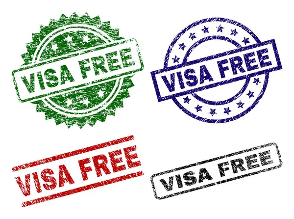 Repad texturerat visum gratis stämpel tätningar — Stock vektor