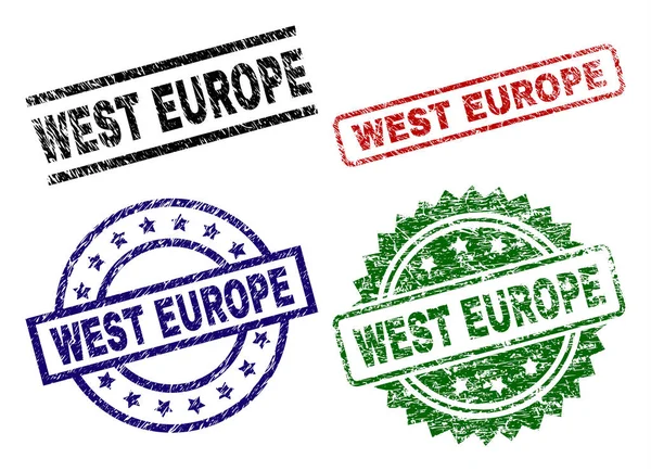 Grunge texturierte westeuropäische Siegelmarken — Stockvektor