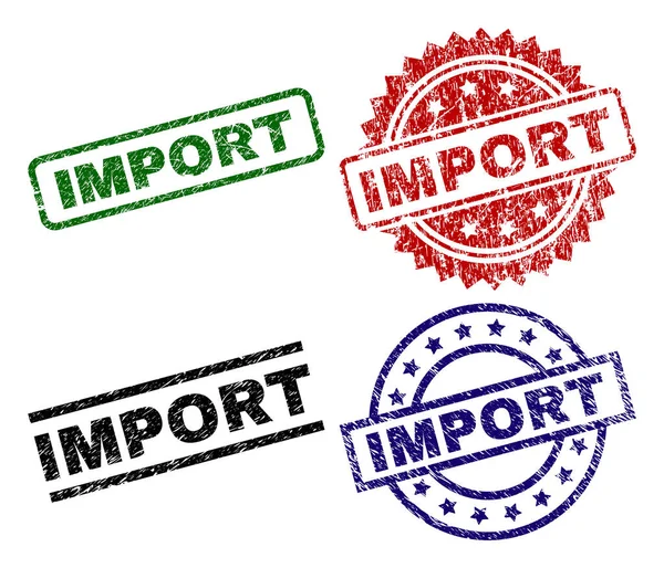 Poškrábaný texturou Import pečeť razítka — Stockový vektor