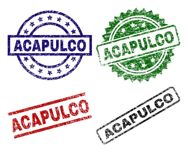 Acapulco Seal Imprints Corroded Style Black Green Red Blue Vector — Stock Vector