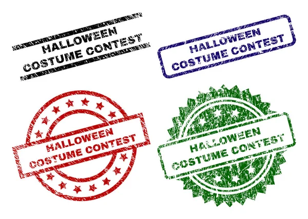 Damaged Textured HALLOWEEN COSTUME CONTEST Stamp Seals — Stock Vector