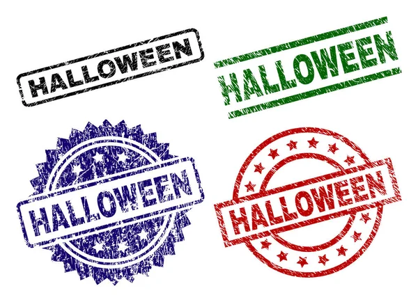 Grunge texturerat Halloween stämpel tätningar — Stock vektor