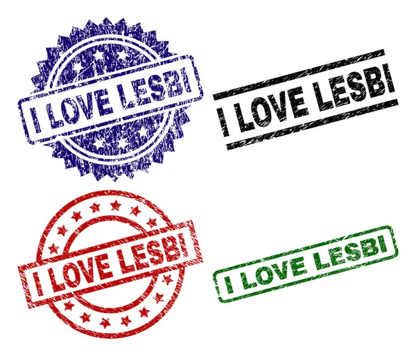 Γδαρμένο ελαστικοποιημένων αγαπώ Lesbi σφραγίδα γραμματοσήμων — Διανυσματικό Αρχείο