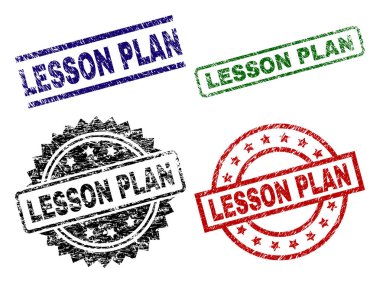 Dokulu ders planı mühür pullar çizik