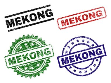 Dokulu Mekong mühür pullar çizik