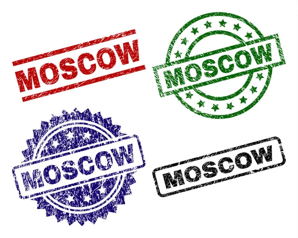 Grunge Textured MOSCOW Stamp Seals — Stock Vector