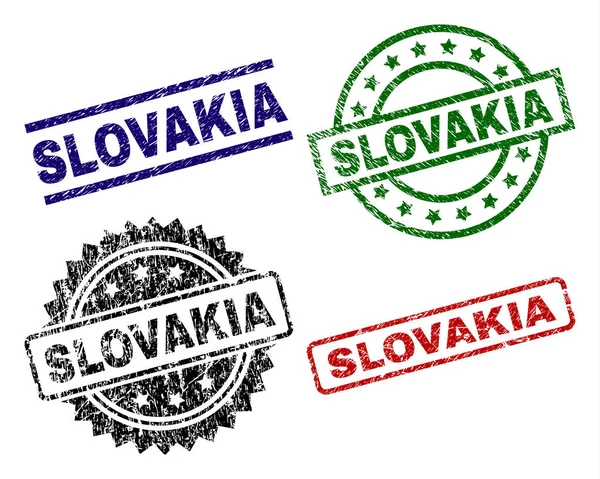 Uszkodzony znaczki pieczęć teksturowanej Słowacja — Wektor stockowy