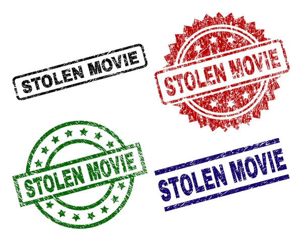 Timbres de cachet STOLEN MOVIE texturé endommagé — Image vectorielle