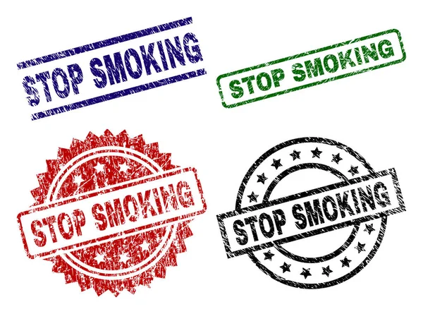 Sellos de sello Dañado Texturizado STOP SMOKING — Vector de stock