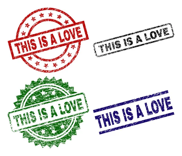 Пошкоджена текстура THIS IS A LOVE Stamp Seals — стоковий вектор