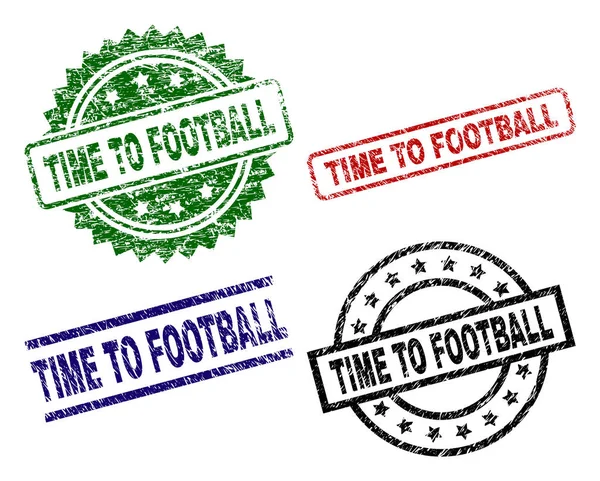 Damaged Textured TIME TO FOOTBALL Seal Stamps — Stock Vector