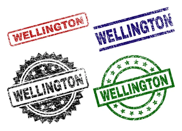 Grunge Textured WELLINGTON Sellos Sellos — Vector de stock