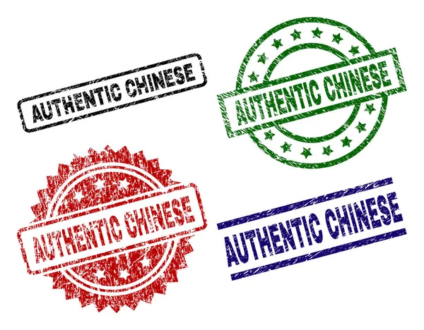 Grunge texturizado carimbos de selo AUTENTIC CHINESE — Vetor de Stock