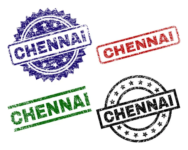 Sellos de sello de CHENNAI con textura dañada — Vector de stock
