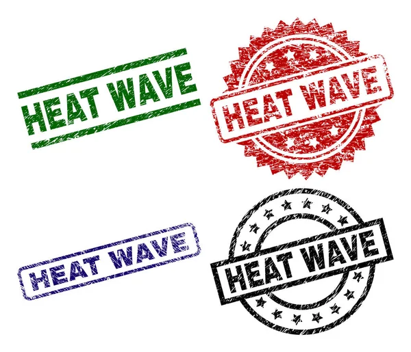 Sceau de vague de chaleur texturé rayé Timbres — Image vectorielle