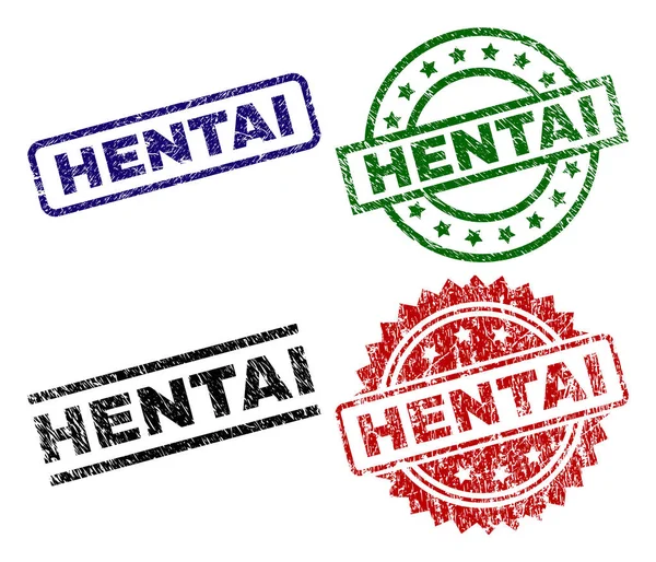 Grunge getextureerde Hentai Seal stempels — Stockvector