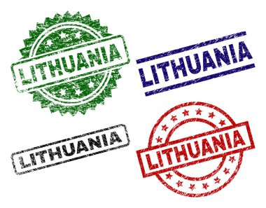 Grunge Litvanya mühür pullar dokulu