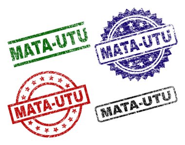 Çizik dokulu Mata-Utu mühür pullar
