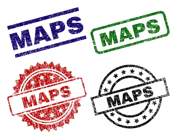 Sceaux de timbre MAPS texturés endommagés — Image vectorielle