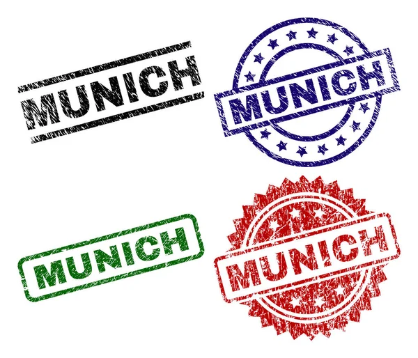 Sellos de sello de MUNICH con textura dañada — Vector de stock