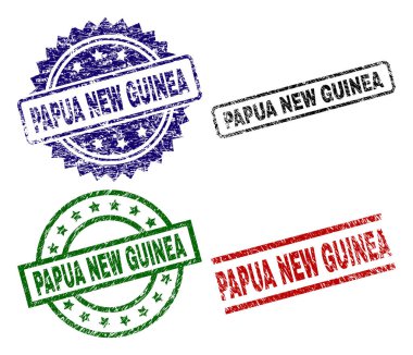 Dokulu Papua Yeni Gine mühür pullar çizik