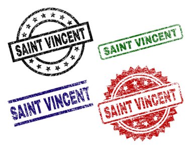 Dokulu Saint Vincent damga mühürler çizik