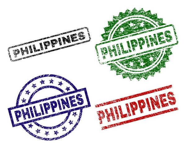 Damaged Textured PHILIPPINES Stamp Seals — Stock Vector