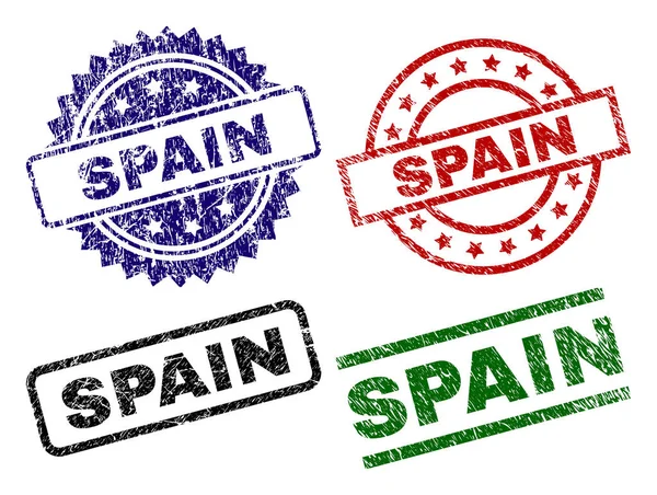 Selos de selo de ESPANHA texturizados danificados —  Vetores de Stock