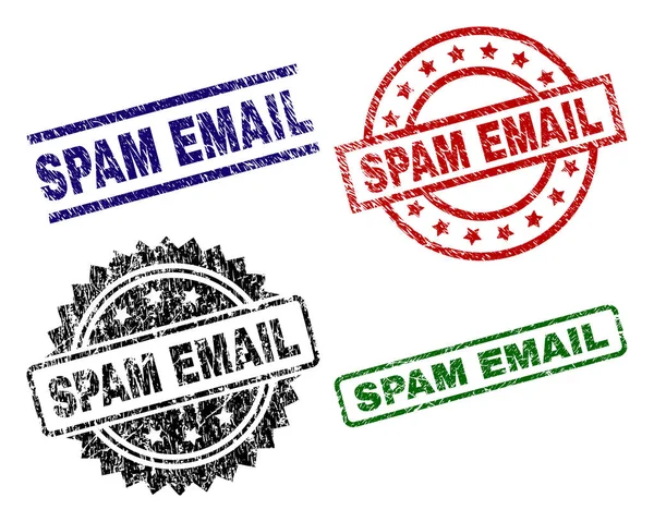 Zerkratzte texturierte Spam-E-Mail-Stempel — Stockvektor