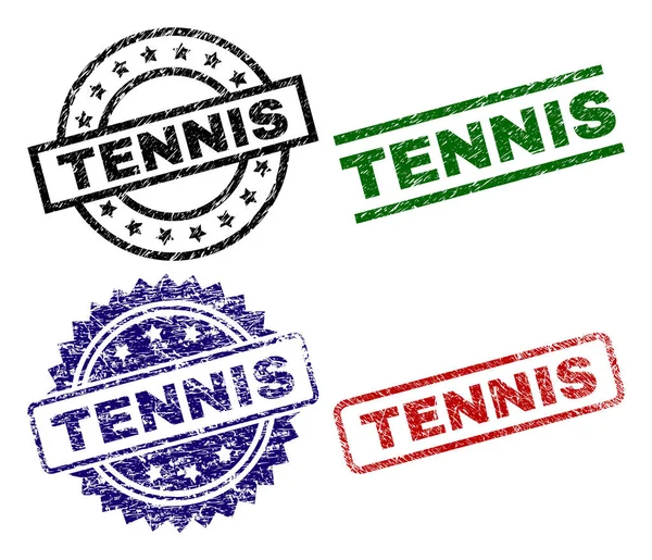Poškrábaný texturou tenis pečeť razítka — Stockový vektor