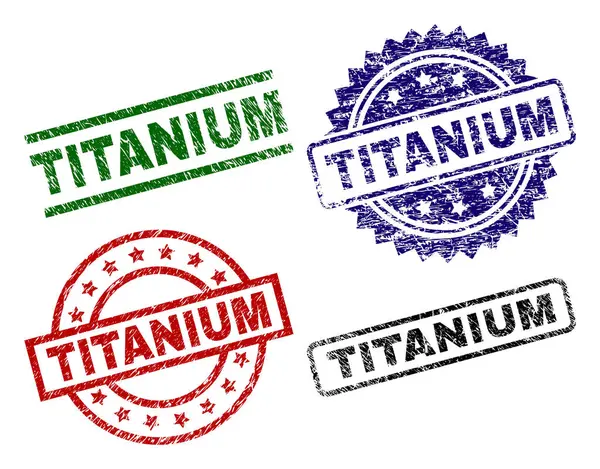 Grunge Textured TITANIUM Stamp Seals — Stock Vector