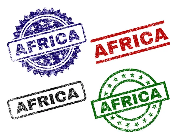 Поврежденные текстурированные печатные марки AFRICA — стоковый вектор