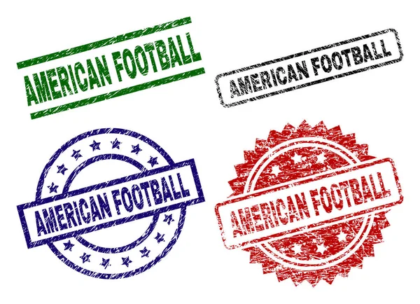 Skadad texturerat amerikansk fotboll stämpel tätningar — Stock vektor