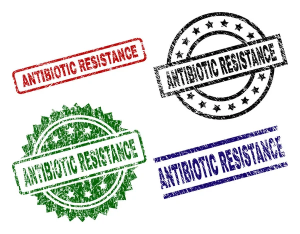 Sellos de sello de resistencia antibiótica texturizada dañada — Vector de stock